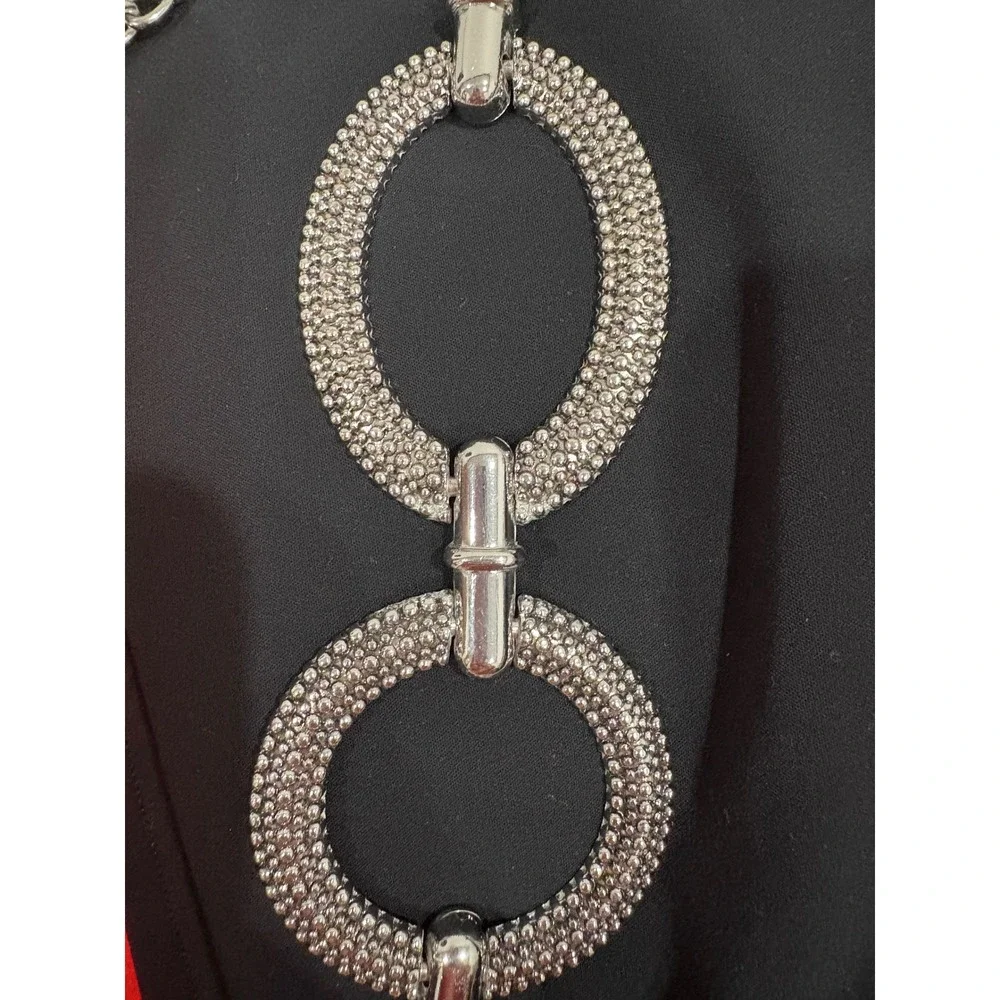 Chico's Tahiti Link Silver Textured Chain Belt‎ Size M/L NWT